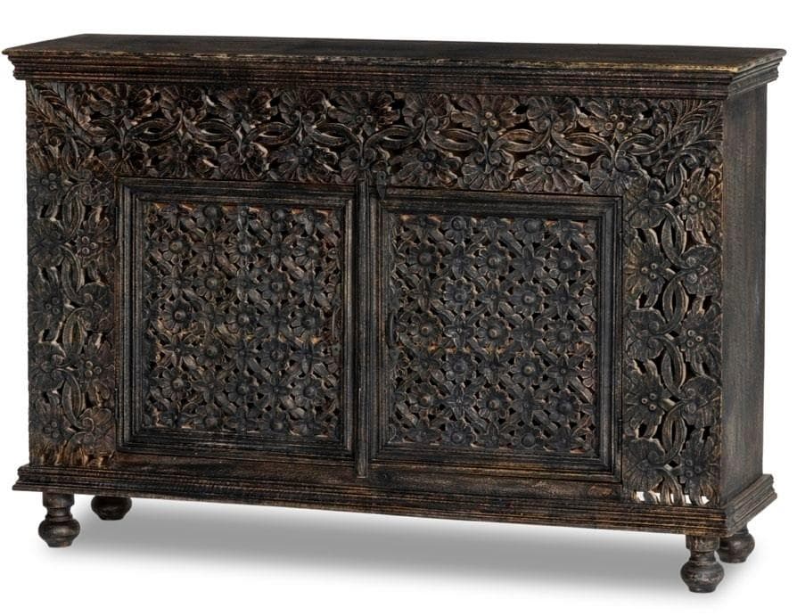 Gothic Relief Teal Distressed Sideboard