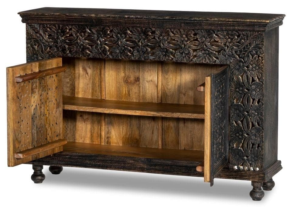 Gothic Relief Carved Double-Door Sideboard