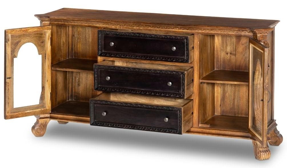 Midnight Charcoal Arched Glass Sideboard