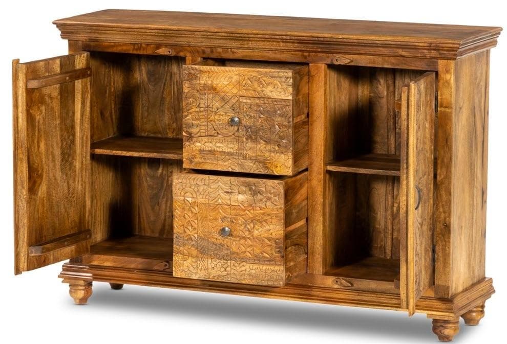 Carved Rosetta Natural Sideboard with Drawers